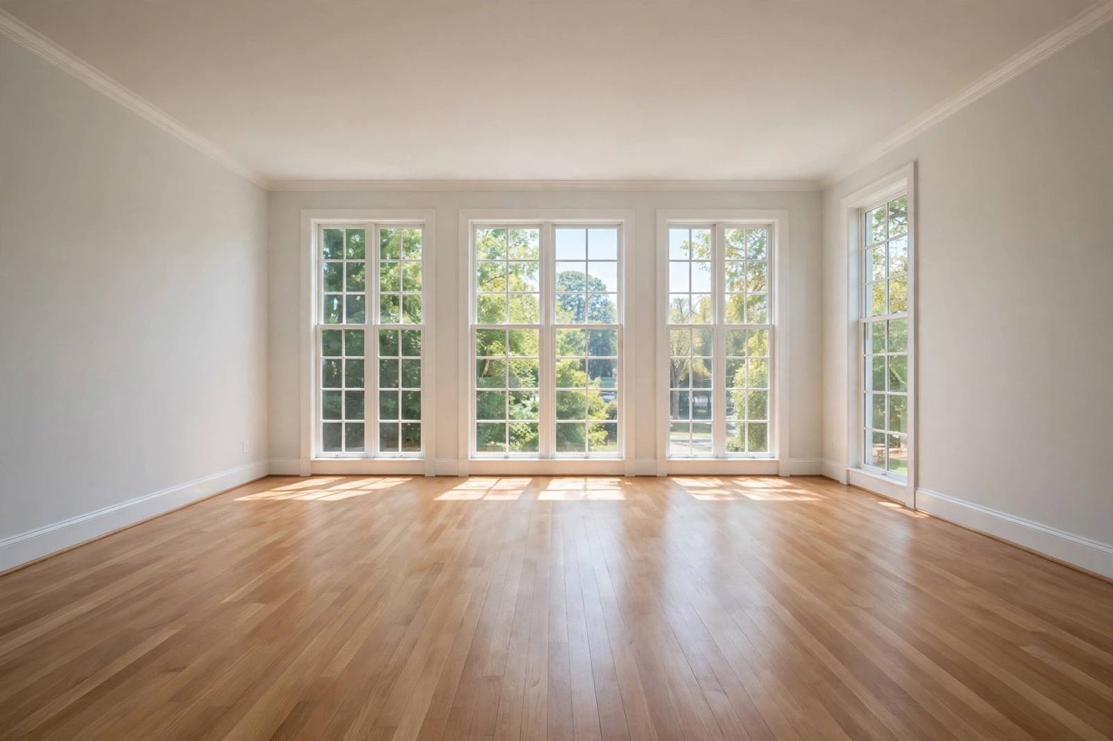 An empty clean living room after a junk removal